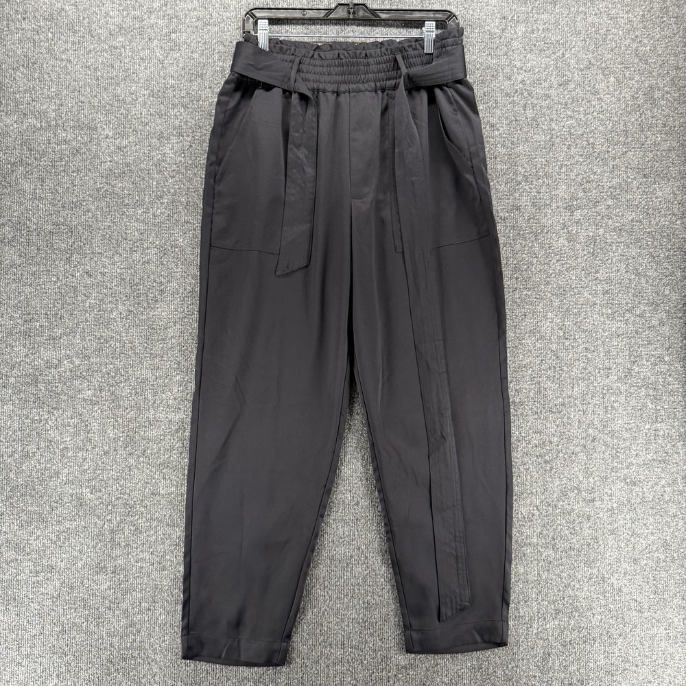Abercrombie Fitch Pants Womens L Black Paperbag High Rise Tapered Classic Preppy